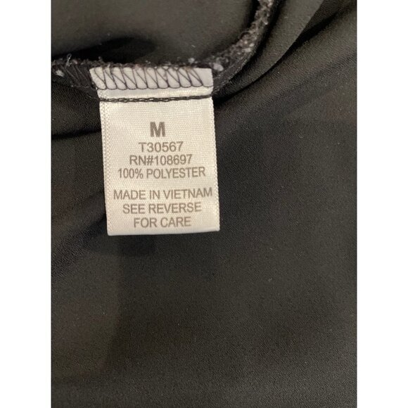 Sweet Rain Black Thin Short Sleeve Tie Front Keyhole Blouse Sz M - Picture 9 of 9